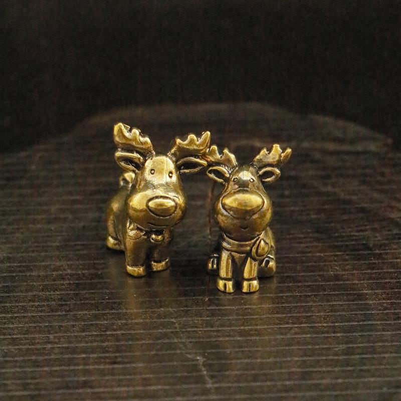 Handcrafted Brass Elk Figurine Copper Metal Ornaments With Antler Detail Xmas Elk Decor Home Desk Decorations Elegant Gift