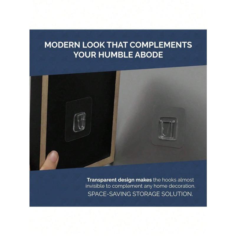 5 Pairs Clear Wall Hook, Adhesive Power Strip Rack For Household Transparent Strong Perforation-Free Storage Box Tissue Box Storage Shelf Clip Patch