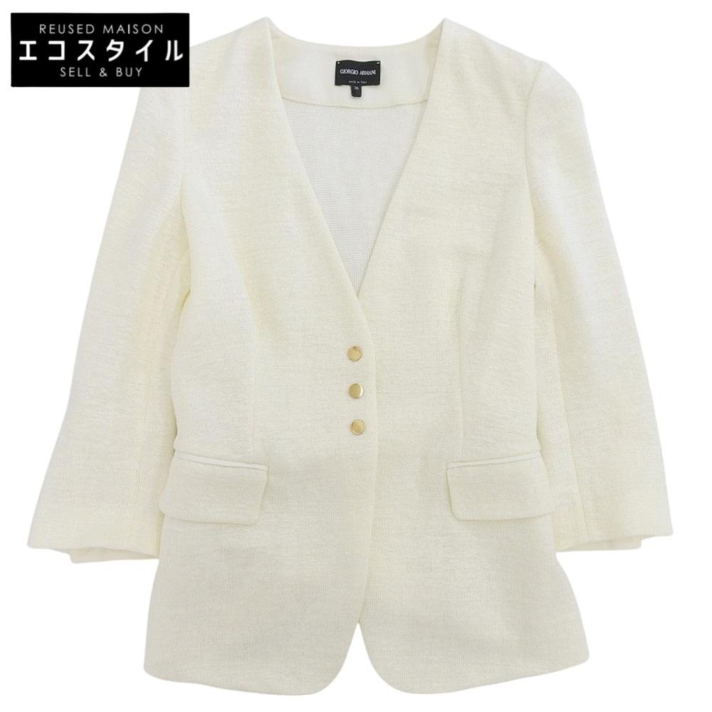 GIORGIO ARMANI Linen Blend Jersey Double Breasted Blazer Jacket Women's Size 36 3DAG51 AJJZZ 23 Jacket 36 whiteUsed