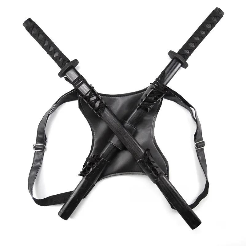 Double Katana Backpack Belt Holster Sword Anime Medieval Demon Cosplay Prop Samurai Sabre Waist Real Japanese Katana Holder Toy