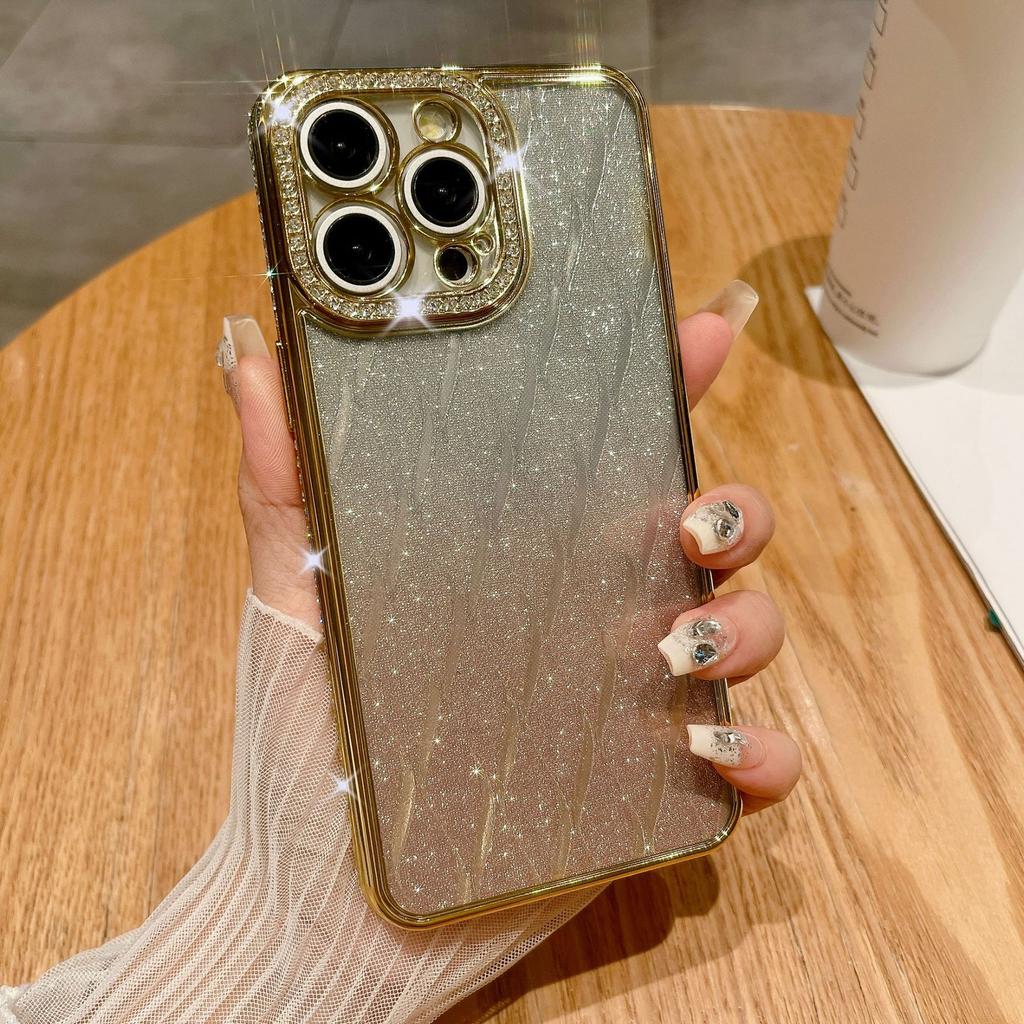 Suitable for Apple 15ProMax Phone Case with Gradient Glitter and IPhone14 Electroplated Anti-drop Case