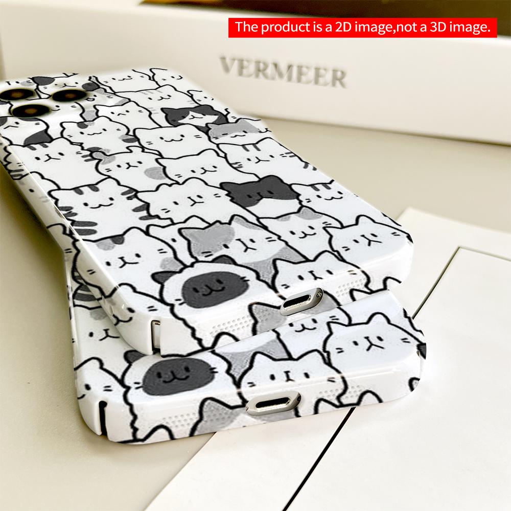 Cute Cat Pattern Phone Case All Inclusive Film Hard Phone Case, Compatible with iPhone 18 Pro Max 17 16 15 14 13 12 11