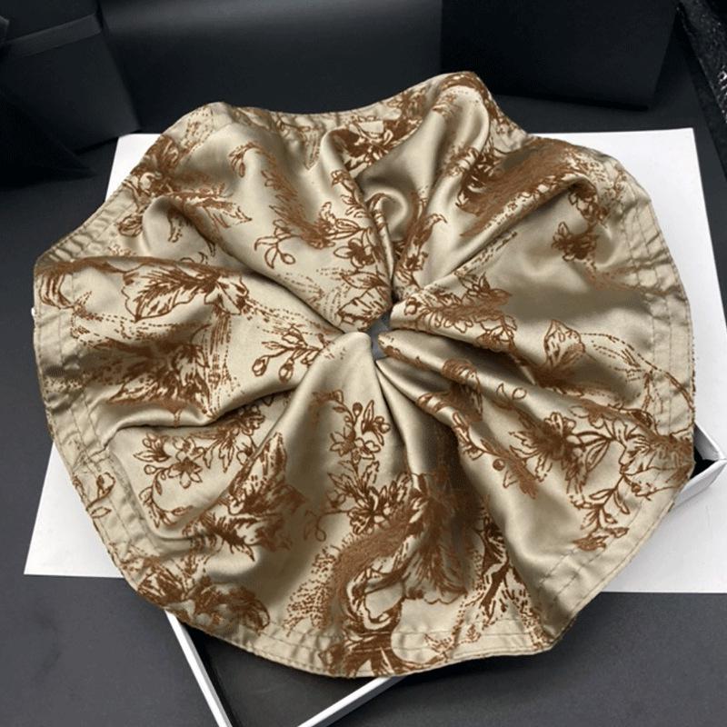 Retro Satin Print Oversized Hair Tie - New Chinese Style for Women