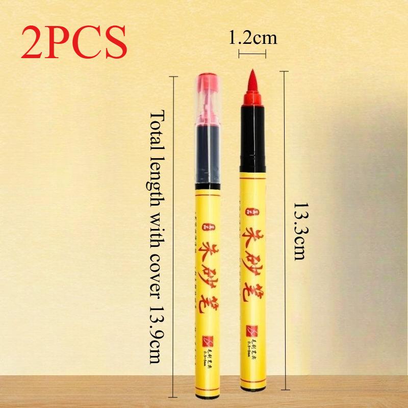 

2pcs Writing Blessing Pen Specialist Cinnabar Brush Study Utensils Calligraphy Practice Special Learning Tools Xuan Paper Pen