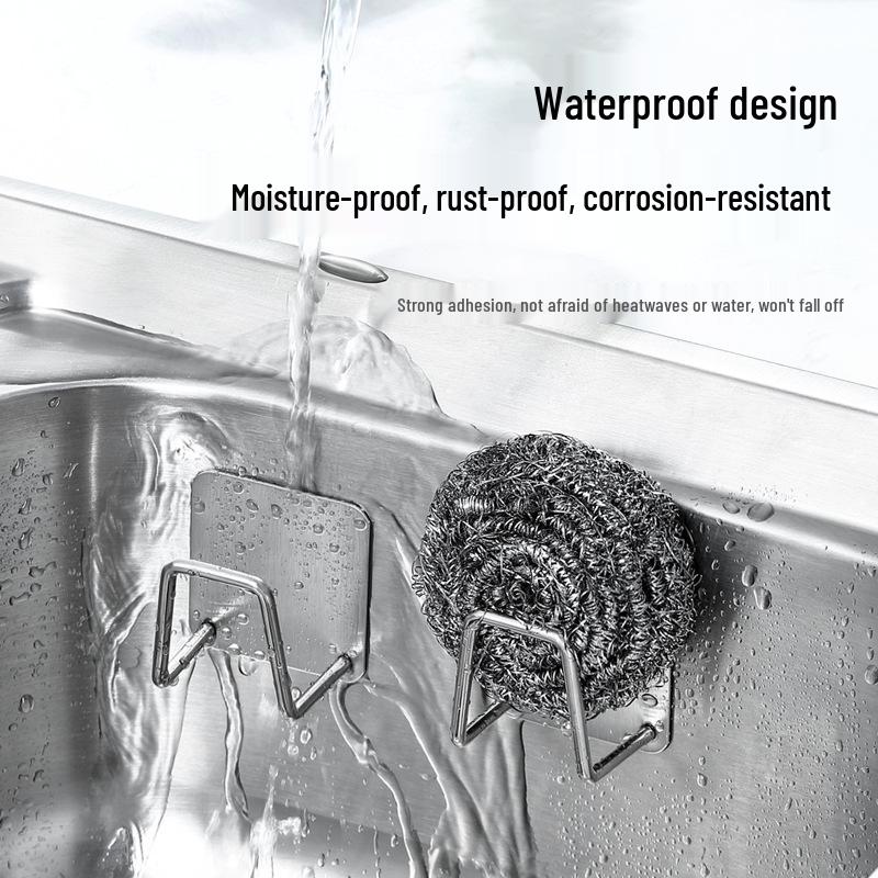 Stainless Steel No-Drill Kitchen Sink Sponge & Pot Lid Storage Rack