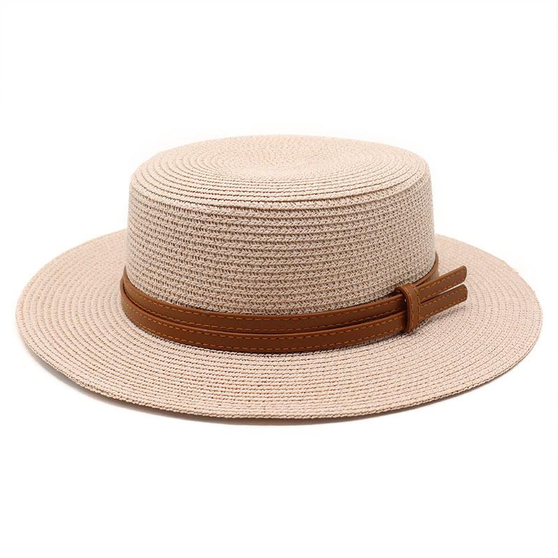 Spring And Summer Men'S And Women'S Multi-Color Decorative Flat-Top Straw Hat Outdoor Travel Sunshade Sun Protection Flat-Top Straw Hat