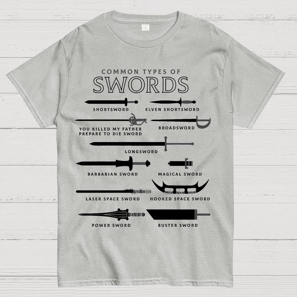 Common Types Of Swords Unisex 100% Cotton Summer Casual Cool Loose T-Shirt
