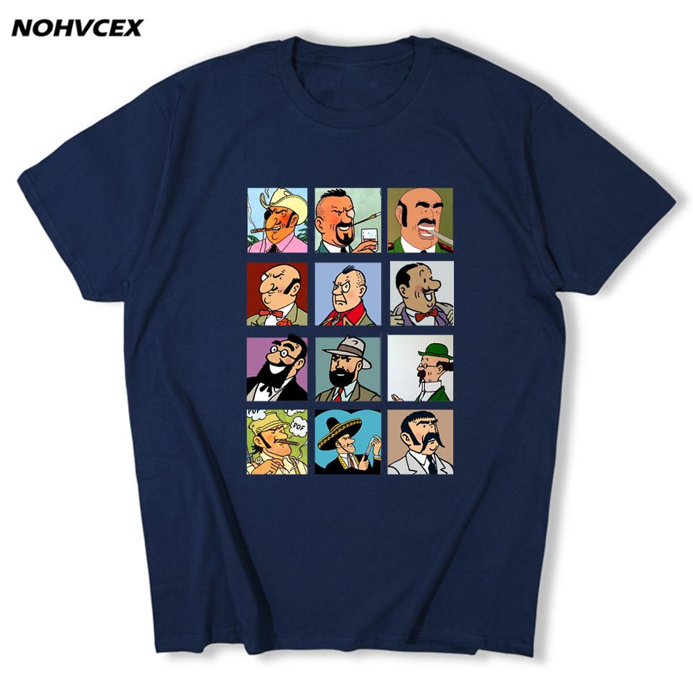Tintin Adventure Classic Animation Cartoon Men T Shirt Top Cotton Design