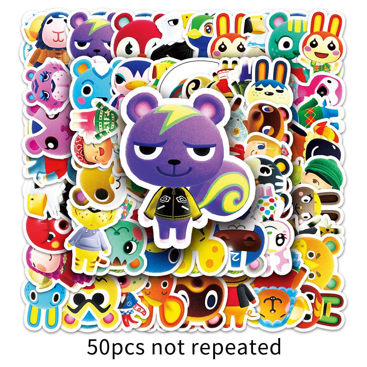 50 Animal Crossing Cartoon Stickers for Decorating Suitcases, Laptops, Scooters, and Cars 5.5-8.5 cm