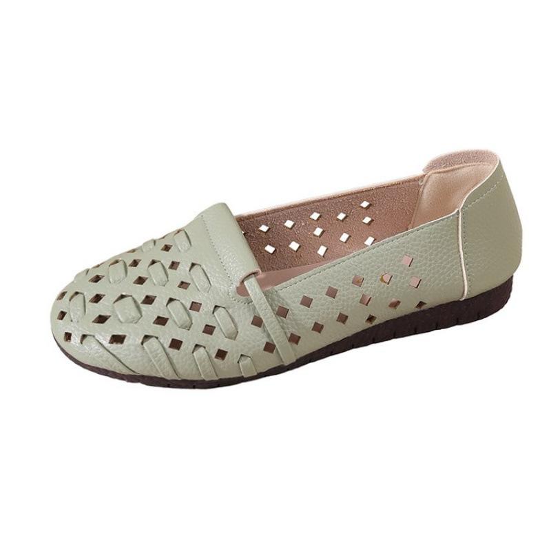 

Лето 2025 новая дышащая полая женская обувь Дуду мягкая подошва мягкая поверхность тканый материал удобная плоская подошва одинарная обувь 40 светло-зеленый