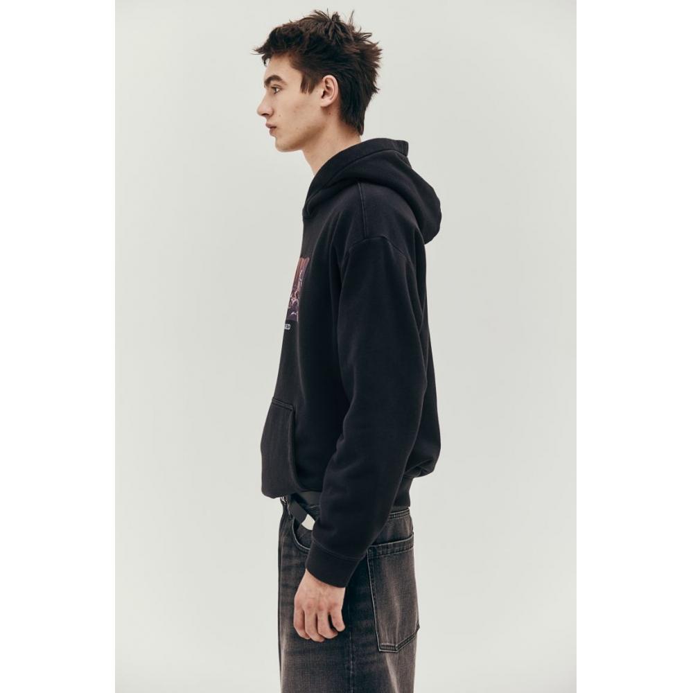 H M Loose Fit Hoodie Black Nirvana