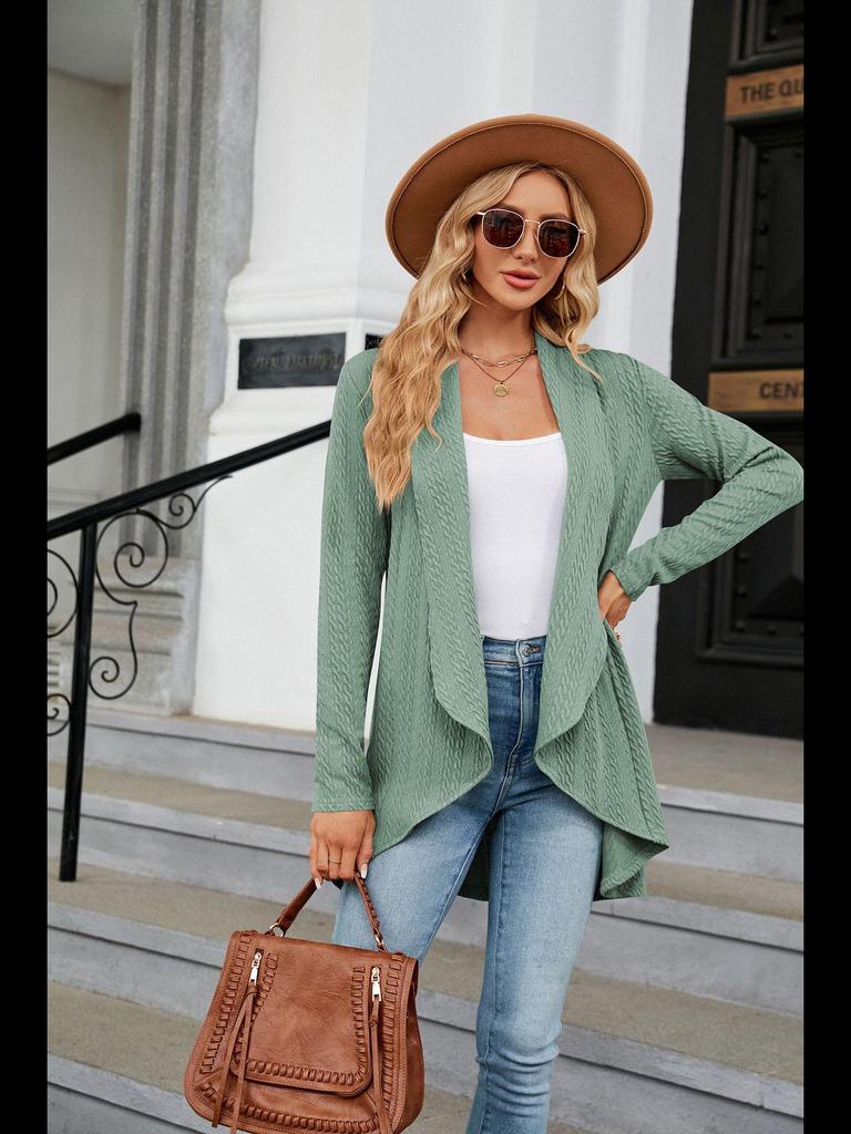 Suéter cárdigan de punto de color liso para mujer otoño/invierno 2023