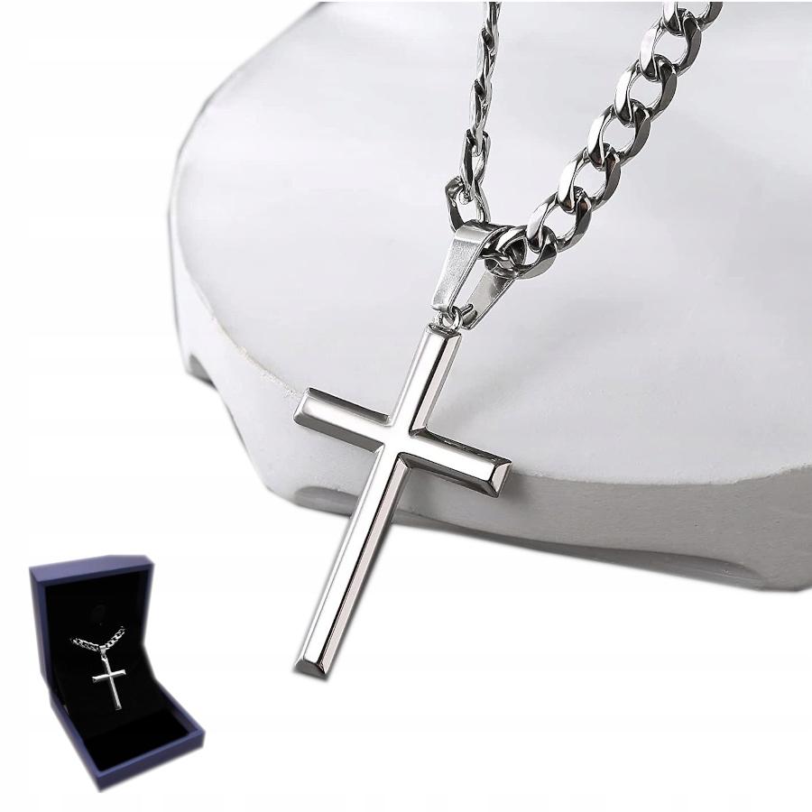Cross with Chain SILVER Women' Cross Diamond Necklace ITALIAN