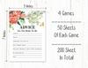 Inkdotpot Bachelorette Party Game Set Bundle Floral Of 4(50 Sheets Each) w Miss to Mrs Gold Banner Fun Bridal Shower Game