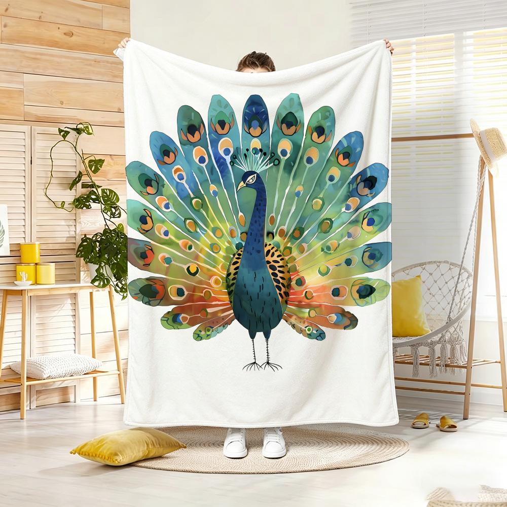 Artistic Pattern P-Peacock Throw Soft Warm Throw Blanket for Bedroom Living Room Bed Travel Camping Picnic Gift