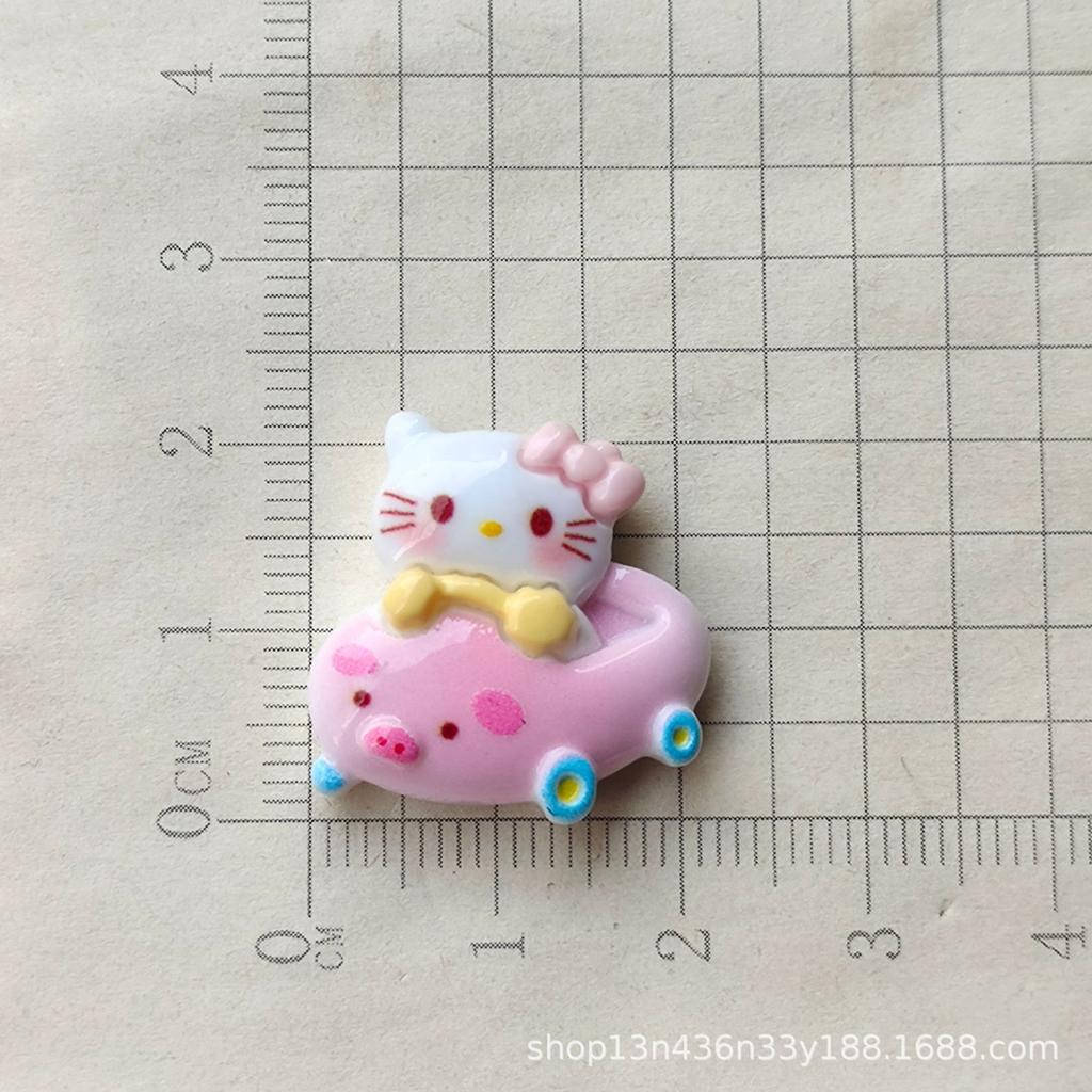 10Pcs Kawai Bright Surface Cartoon Pig Car Series Resin Flat Back Scrapbook Figurine Diy Bow Decor Accessories Crafts A5