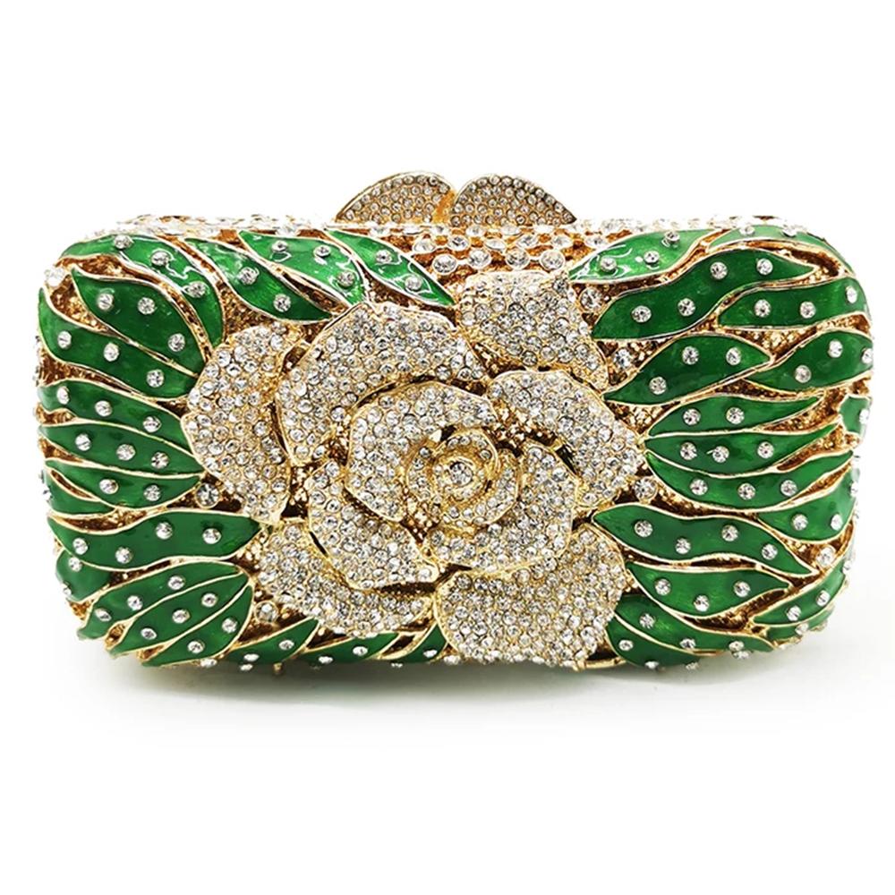 Flower Evening Bags Purse Luxury Crystal Wedding Handbags Formal Clutch Bag Women Bridal Party Purses Lady Diamond Minaudiere