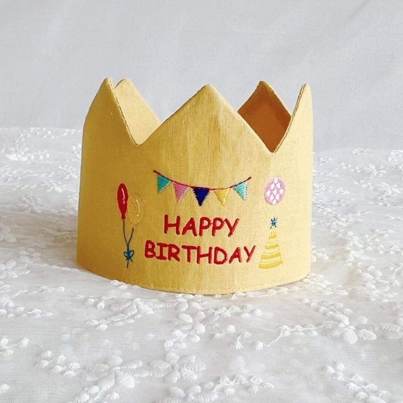 Handmade Birthday Crowned Hat For Baby First Birthday Party Photography Soft Cloth Embroidered Keepsake Accessory