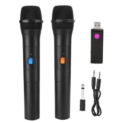 V16U Universal Wireless Microphone 2 In 1 VHF Universal USB Receive Handheld Mic BlackOne for Two