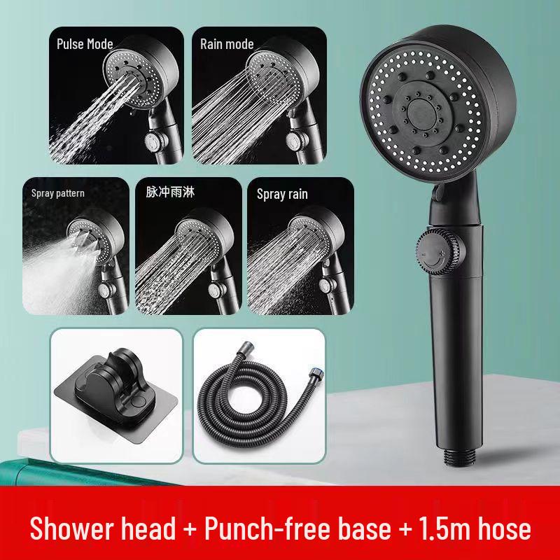 

TLXT 5-Mode Handheld Shower Head with Stop Water and Atomization - Black