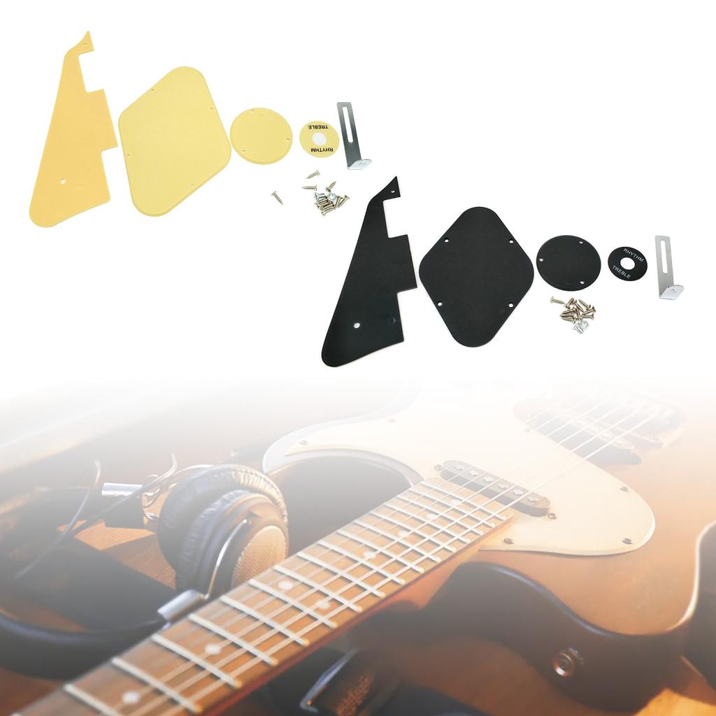 1Ply Black/Yellow Electric Guitar Pickguard Pick Guard Scratch Plate with Bracket and Screws for LP Style Guitar Parts