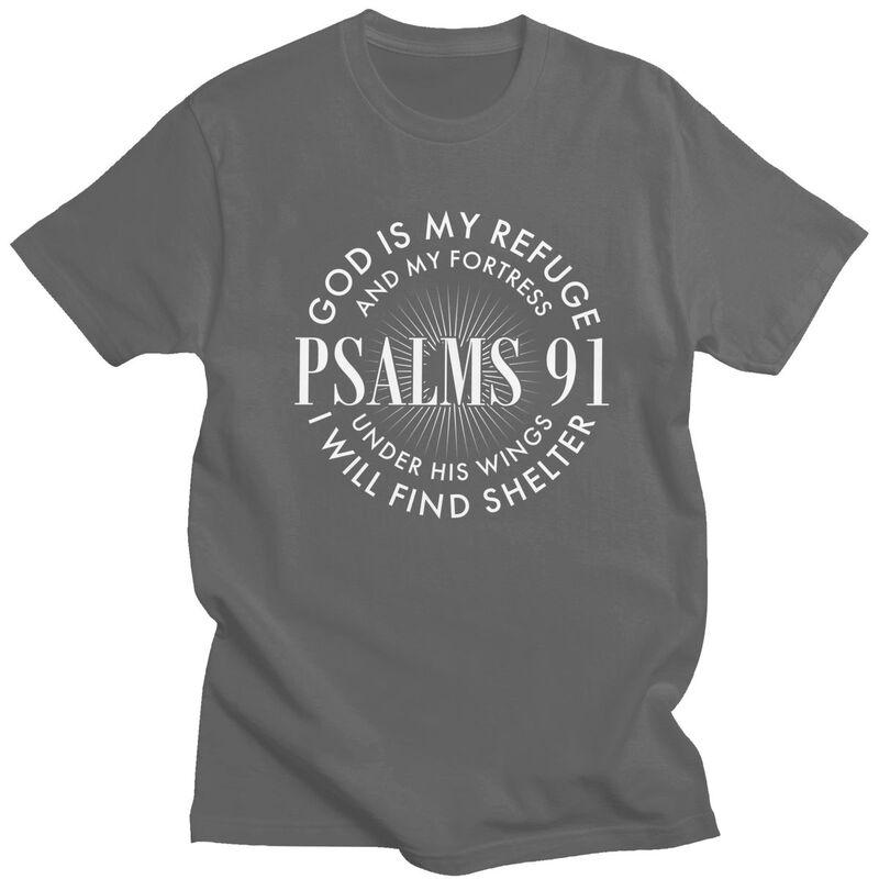 God Is My Refuge And My Fortress Psalms 91 T Shirt for Unisex Pure Cotton Tshirt Short Sleeve Tee Shirt Loose Fit Clothing Gift