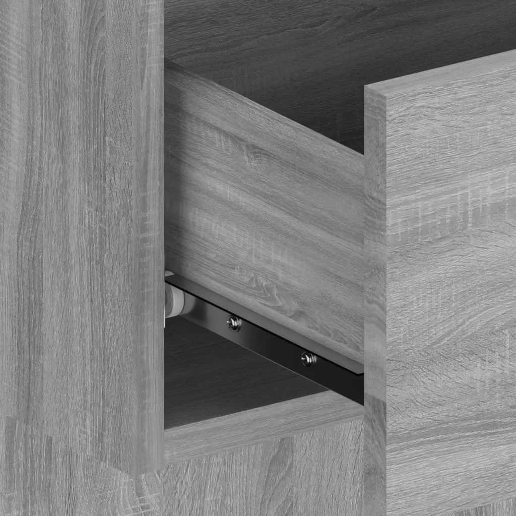 Bed Headboard with Nightstands Grey Sonoma Particleboard