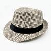 Strohhut Herren Damen Gekräuselt Britischer Jazzhut Vintage Party Strand Sonnenhut Gestreift Vielseitig
