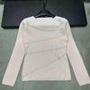 European Style Rhinestone Solid Color Knit Top - Winter 2025 Collection: Age-Reducing, Versatile, and Casual Long Sleeve with Round Neck