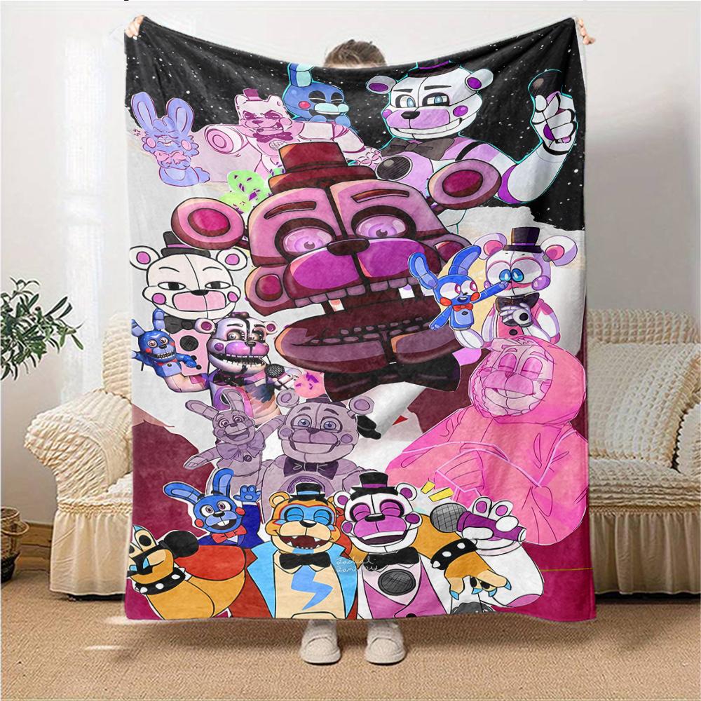 1Pc Fnaf Freddy'S Horror Theme Blanket For Couch Bed Plush Cozy Fuzzy Blanket Super Soft Warm Blankets For Fall And Winter 0918217