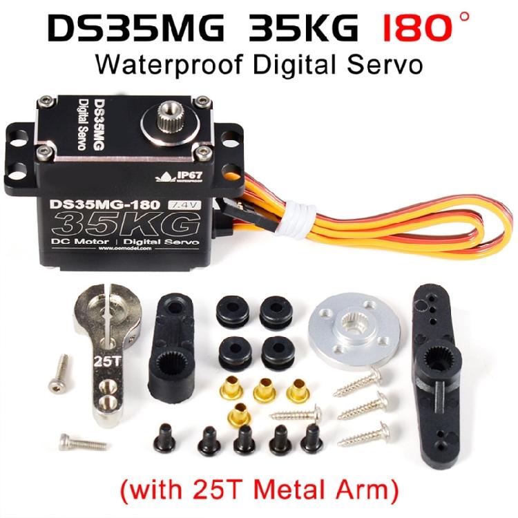 Hard Waterproof Digital Servo 35kg High Twisting Output Full Aluminum Body Steering Servo for Crawlers Truck Upgrades