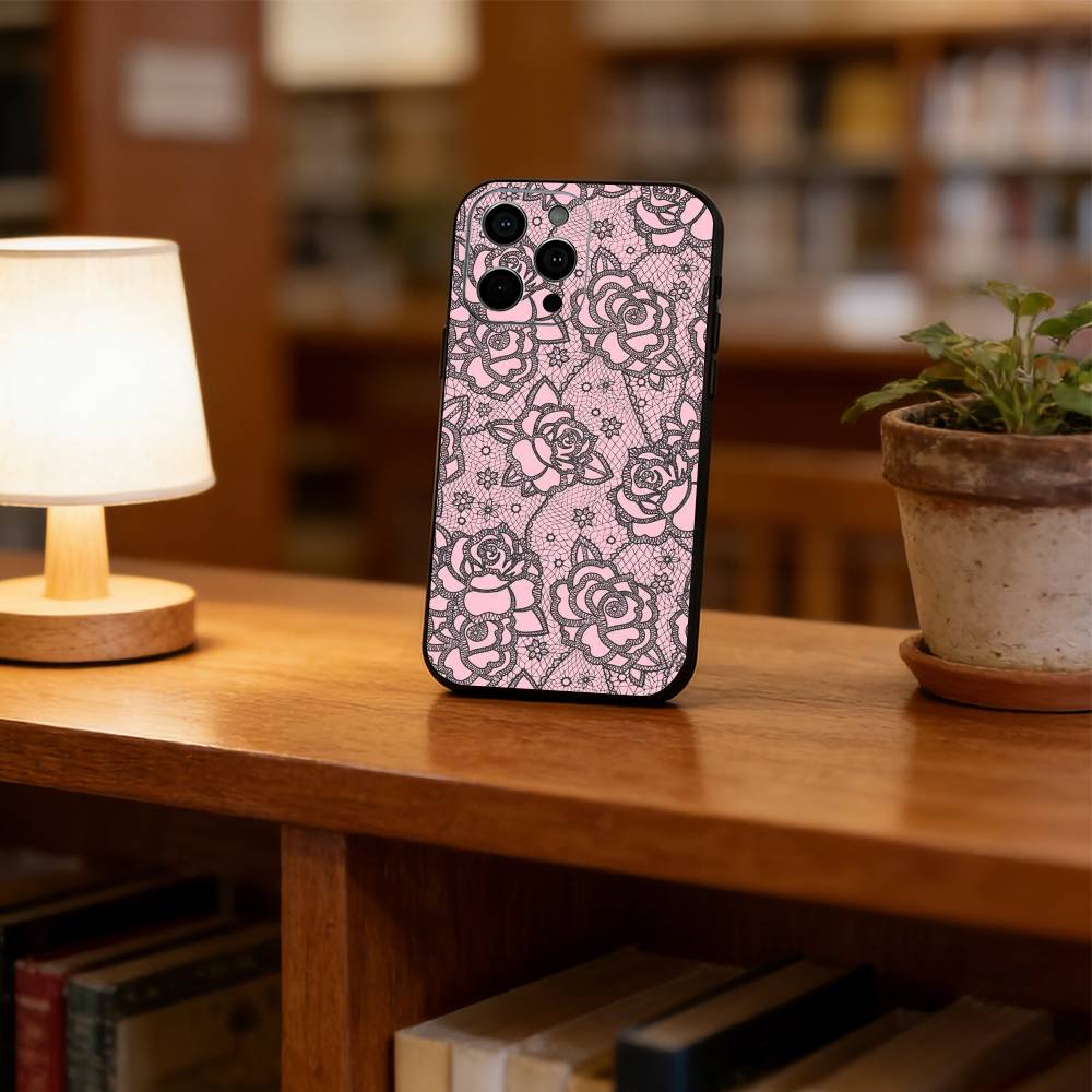 Vintage Lace Phone Case For Phone Case For iPhone 17, 16,15,14,13,12,11 Plus,Pro Max, Others Soft Black Cover