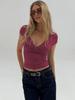 T-shirt Bodycon Scollo a V Dimagrante Stile Europeo-Americano - Moda Primavera/Estate 2025