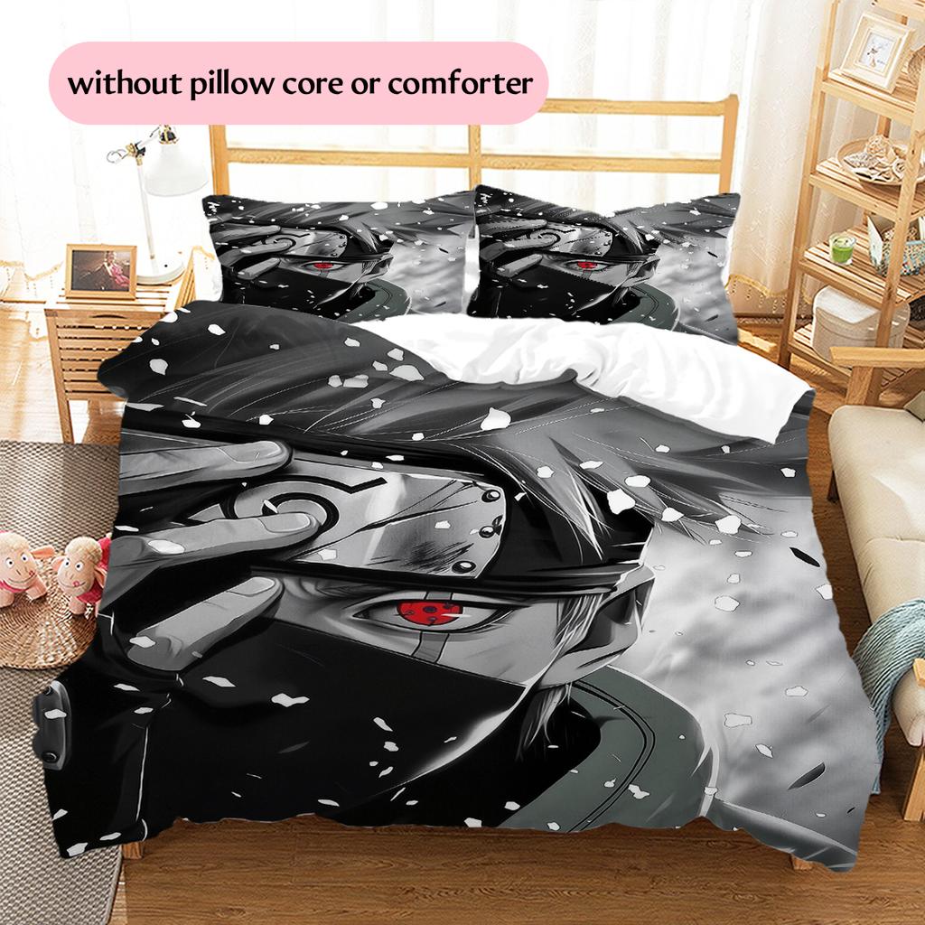Anime Hatake Kakashi Pattern Bedding Home Decoration Birthday Gift (1 * Duvet Cover + 2 * Pillowcase, Without Core)