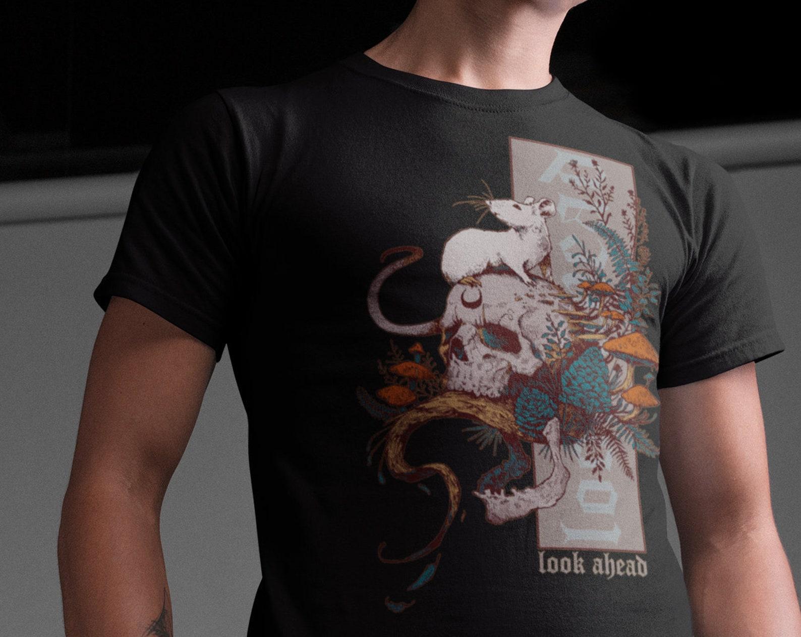 Skull & Mouse Gothic T-Shirt: Dark Alternative Art M