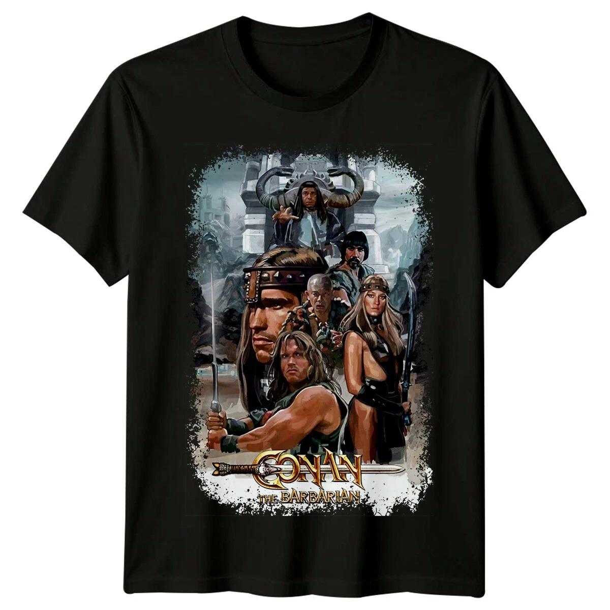 Conan The Barbarian Tshirt Unisexs Retro Fantasy Movie Poster Pattern Short Sleeve Retro Street Style Fashion Trend Tshirt L
