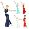 Girls Sequin Rhinestone Jumpsuit Sleeveless Cutout Bodice Split Mesh Wide Leg Lyrical Dance Costume