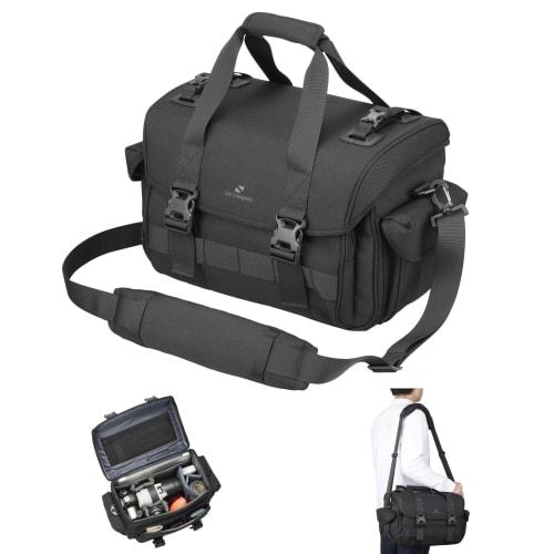 

Hakuba [.co.jp limited] Сумка для фотокамеры GW-STANDARD Ridge Shoulder Bag 15 AZ Black AMZSGWSR-SB15 Хранится горизонтально с прикрепленным телеобъективом Большая крышка