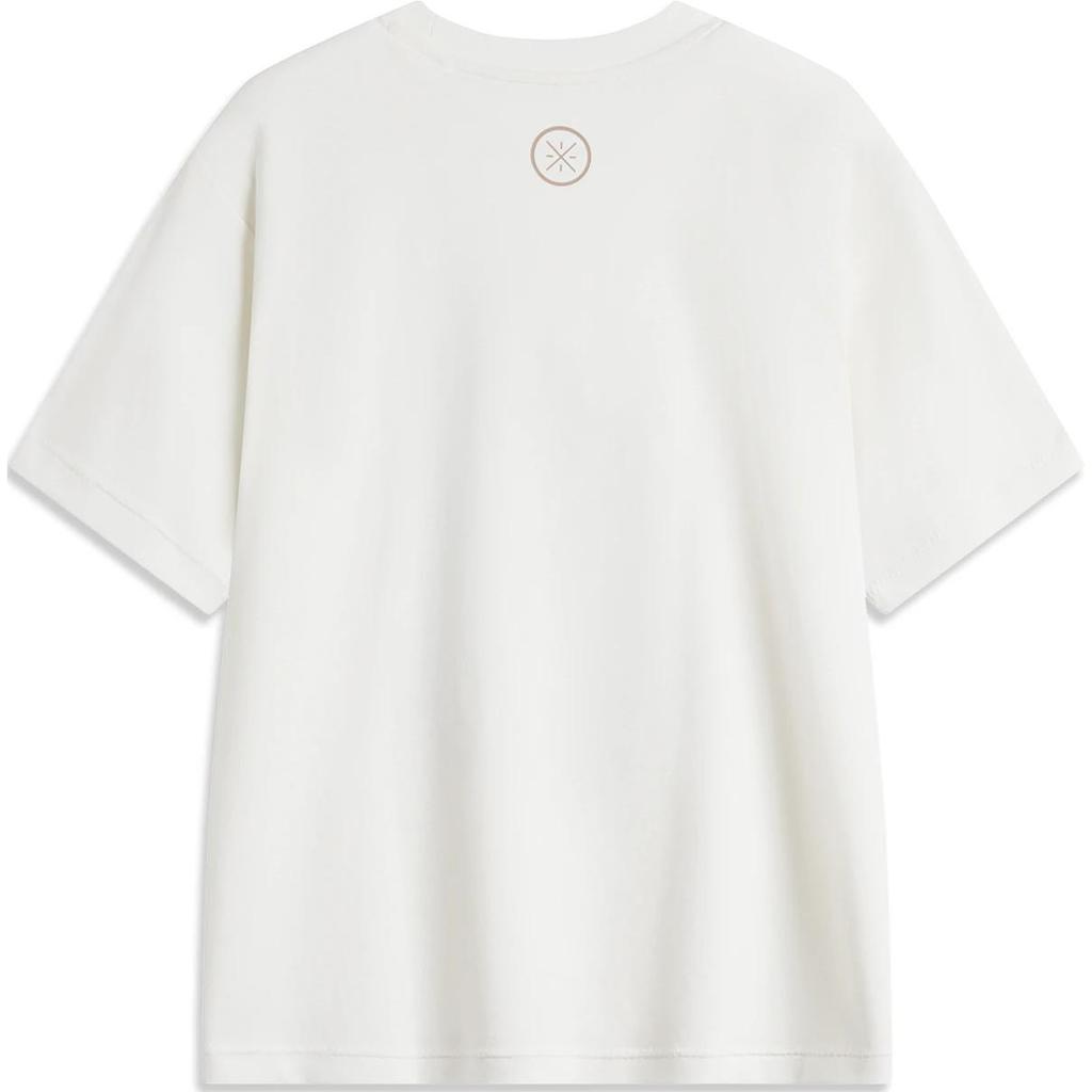 Li-Ning Wade Series Printed Letter Round Neck Comfortable Breathable Loose Short Sleeve T-Shirt Men Tops Off-White AHSU843-2
