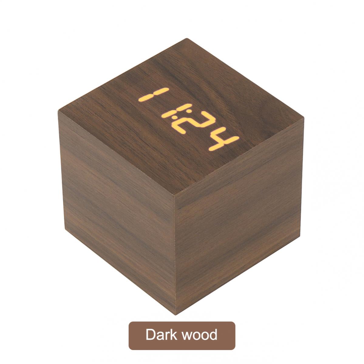 

Цифровые часы LED Wood Alarm Clock Voice Control Time Date Temperature Digital Bamboo Square Table Desktop Clocks CHINA