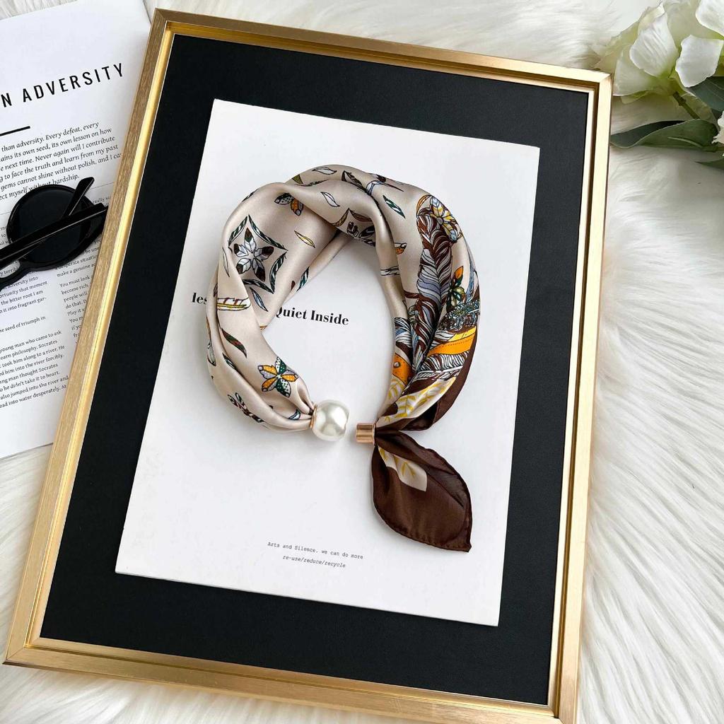 Magnetic Buckle Silk Scarf Headband Internet Celebrity New Magnetic Buckle Bracelet Small Long Women's Summer Casual Necklace Diamond Neck Band