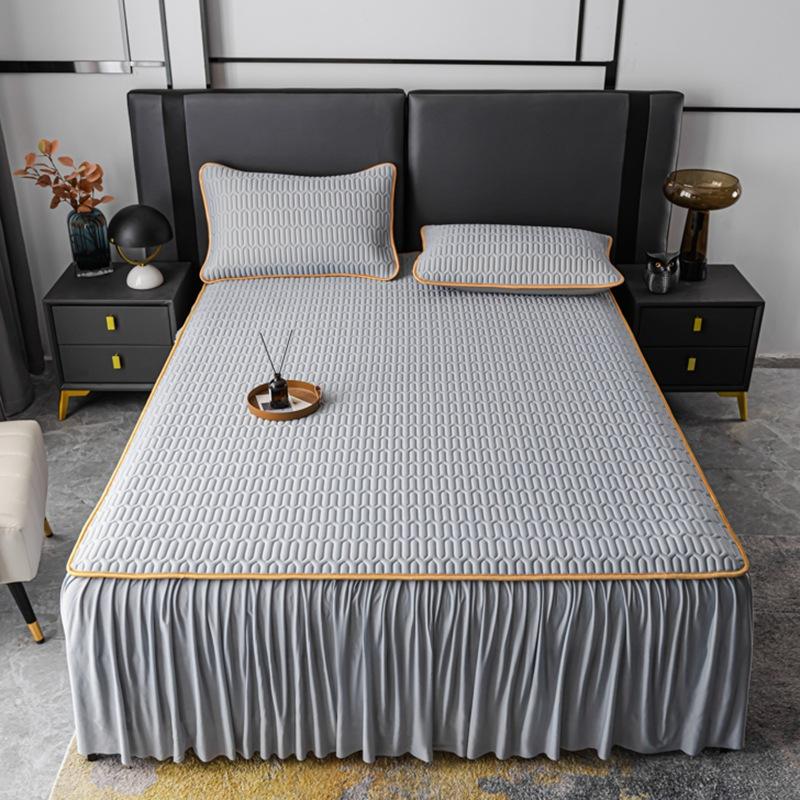 

Высококачественный латексный охлаждающий коврик с юбкой-кроватью, элегантный дышащий ледяной вискоза, мягкий дышащий охлаждающий коврик 150x200cm 3pcs