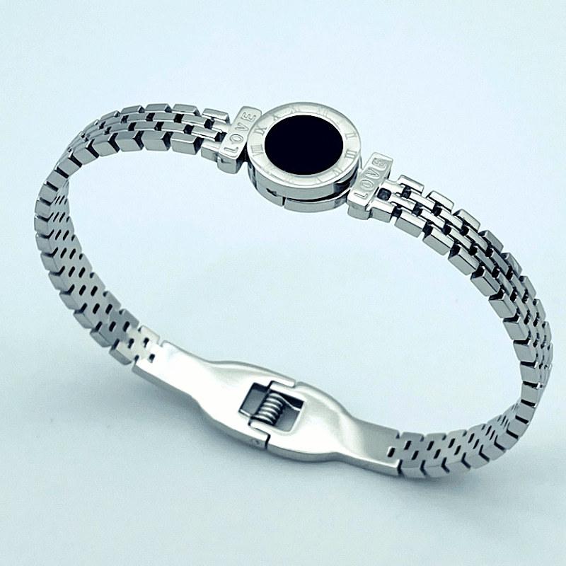 ZAKOL Fashion Roman Digital Stainless Steel Bracelet Bangles for Women Men Gold Color Watch Strap Bangle Party Zircon Gift