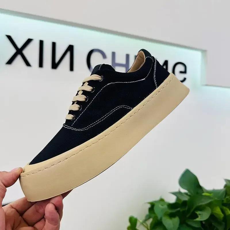 Breathable Casual Shoes Men'S Lazy Loafers Shoes Canvas Thick Bottom Rubber Shoes For Man 2025 New Thick Soled Versatile Sneaker