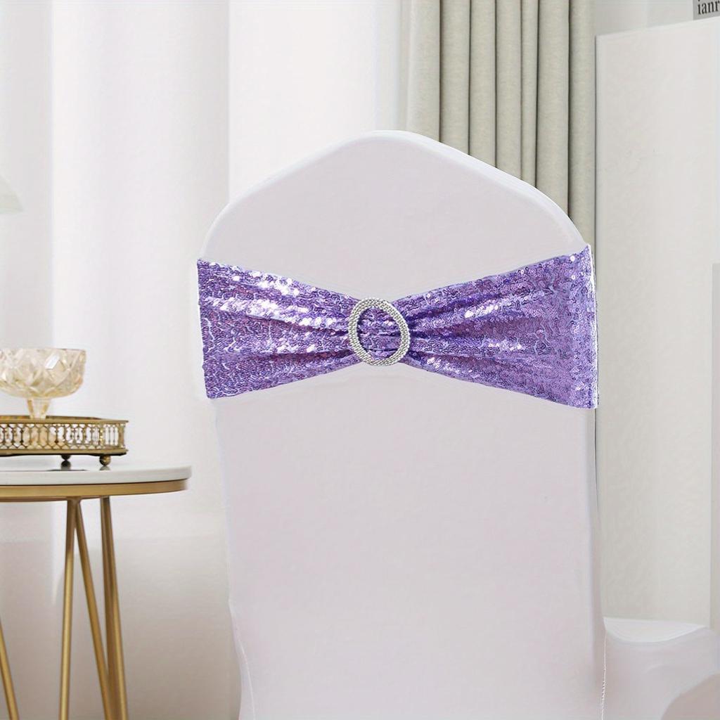 5 Pcs/set, Lavender Chair Belt Bow, Used for Wedding Receptions, Birthday Parties, and Celebrations Decoration, Lavender Chair Bow, Chair Back Flower