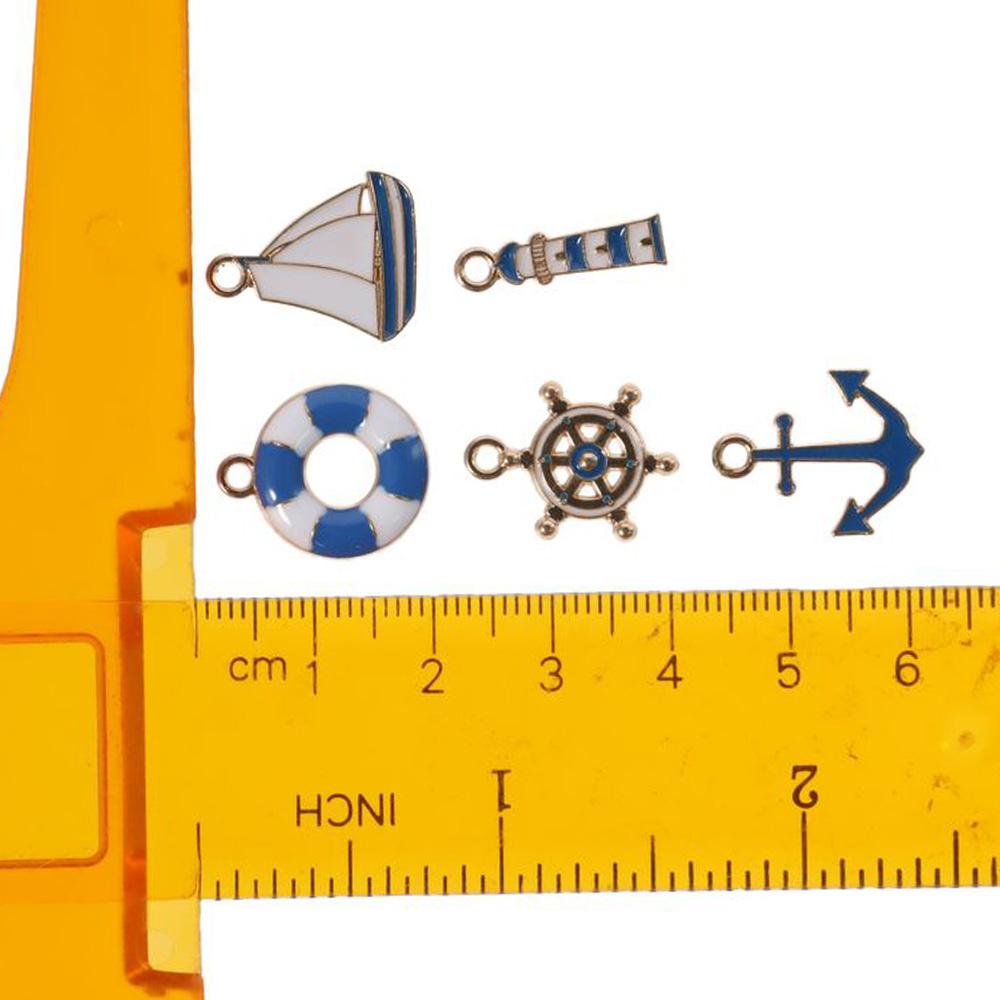 50pcs Alloy Ocean Themed Charm Pendants about 18mm in Length Rudder Boat Charms  for Crafting DIY