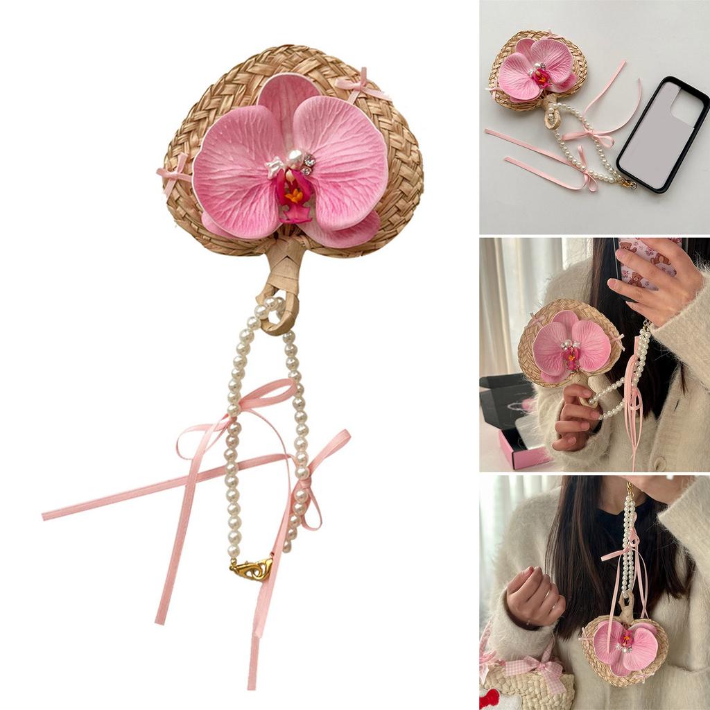 Handcrafted Moth Orchid Bag Pendant Phone Pendant Fashionable Moth Orchid Phone Jewelry Sweet Phone Chain for Daily
