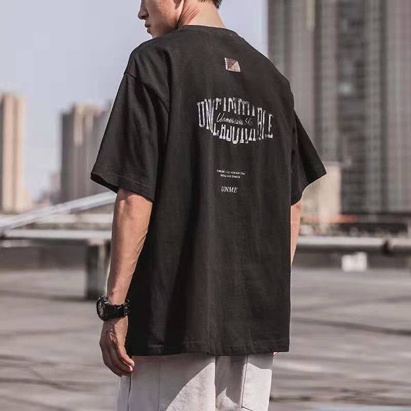 

Хлопковая футболка с короткими рукавами в стиле ретро, ​​мужская летняя новая свободная футболка с половиной рукавов M