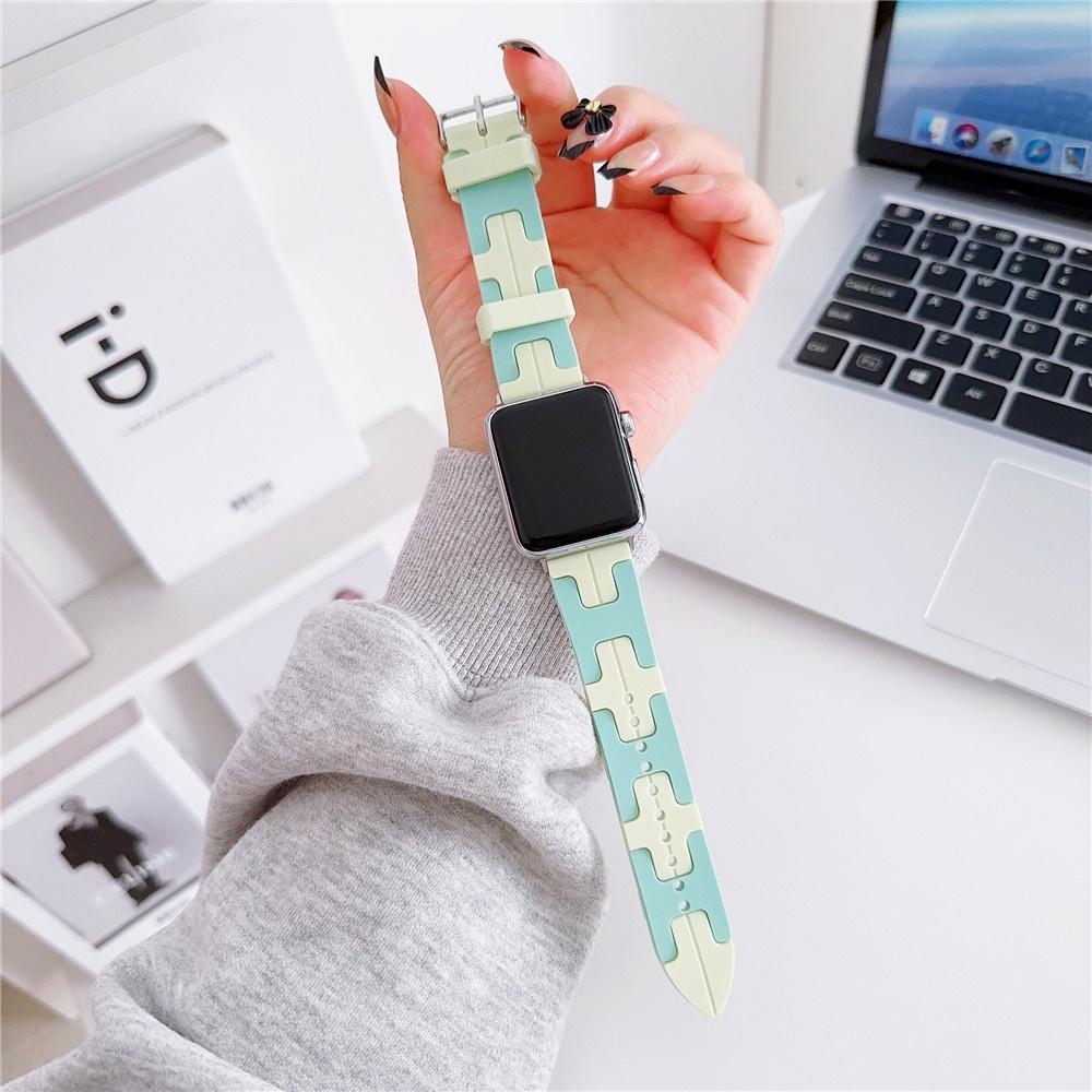 

Новый модный резиновый ремешок для часов контрактного цвета «H» для Apple Watch Ultra 2/1 (49мм) Серия S9 8 SE SE2 45 мм 44 мм 41 мм 40 мм 42 мм 38 ммМягкий ремешок для часов For 38mm/40mm/41mm