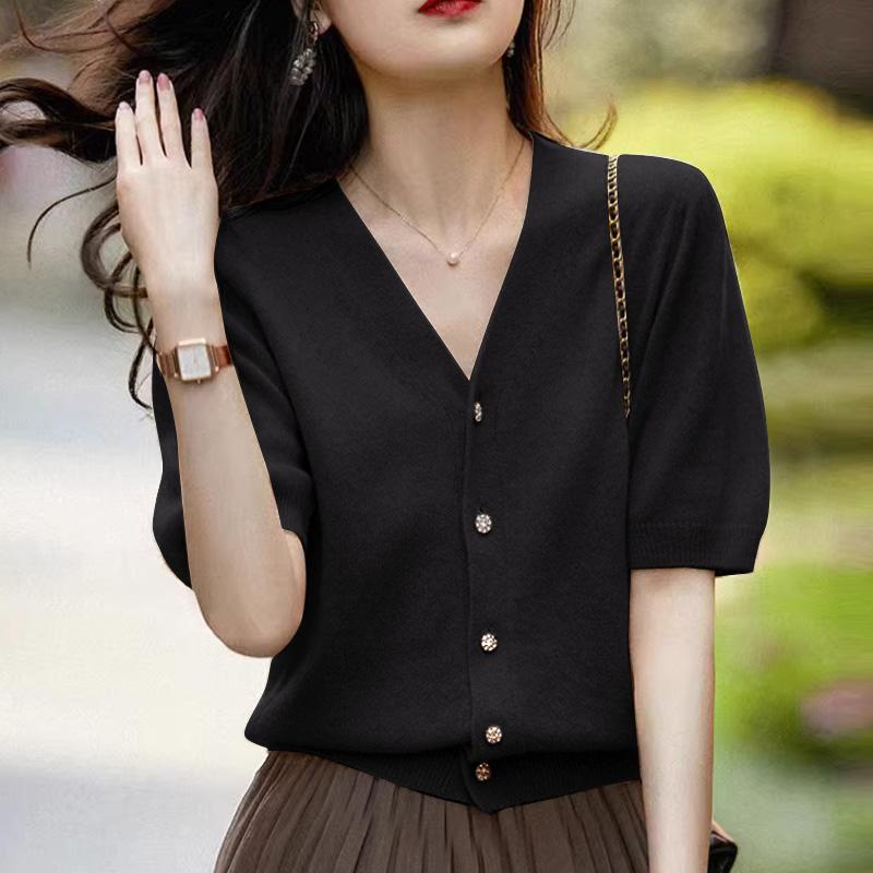 ZANZEA Women Casual V-Neck Solid Color Short Sleeve Blouse